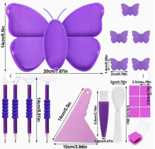 Preview: Diamond Painting Tablett Schmetterling mit Stiften